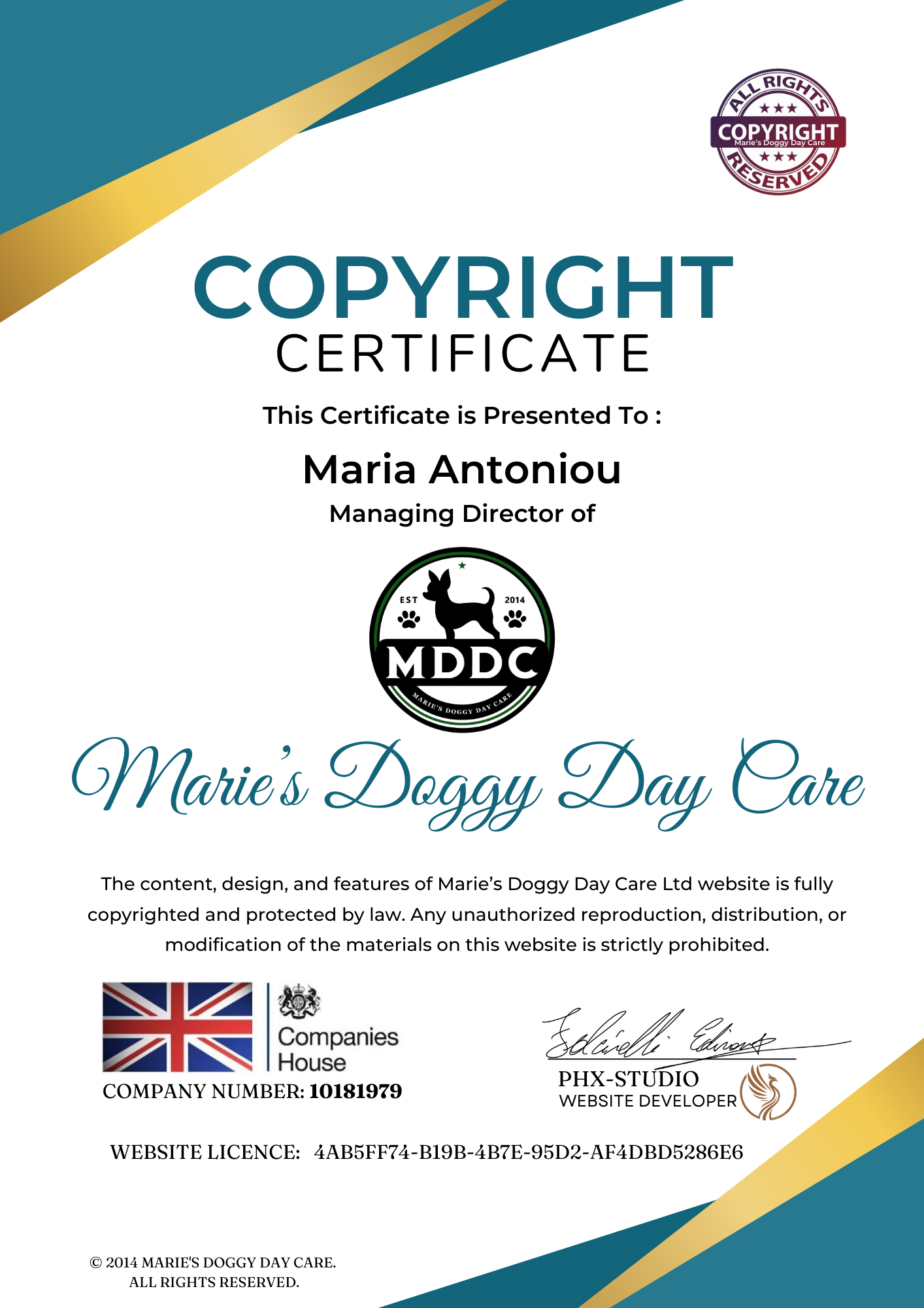Copyright Certificate